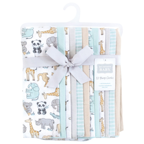 Hudson Baby Cotton Flannel Burp Cloths Bundle, Kangaroo