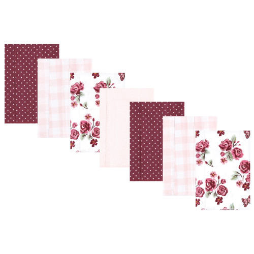 Hudson Baby Cotton Flannel Burp Cloths, Sweet Roses 7 Pack