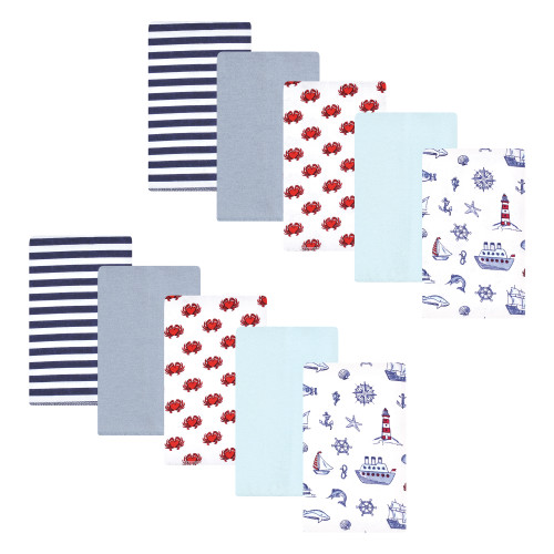Hudson Baby Cotton Flannel Burp Cloths, Lighthouse 10 Pack