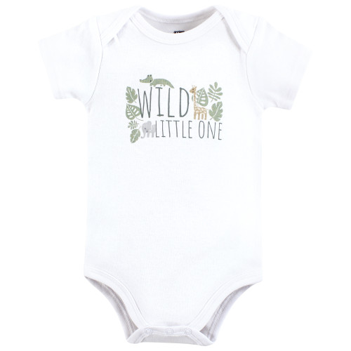 Hudson Baby Cotton Bodysuits 3-Pack, Wild Leaf Safari