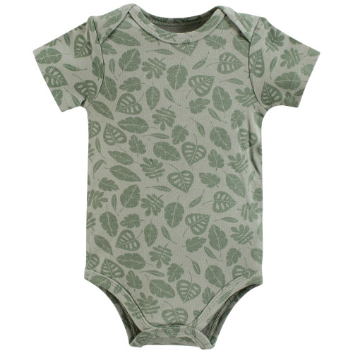Hudson Baby Cotton Bodysuits 3-Pack, Wild Leaf Safari