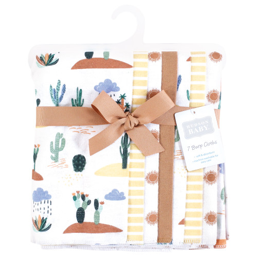 Hudson Baby Cotton Flannel Burp Cloths, Fun Desert 7 Pack