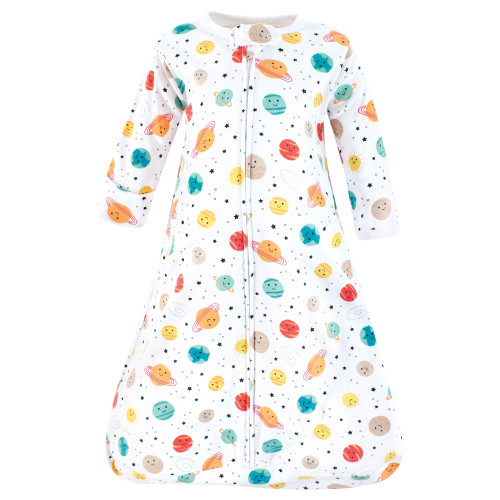 Hudson Baby Cotton Long-Sleeve Wearable Sleeping Bag, Sack, Blanket, Happy Planets Long Sleeve