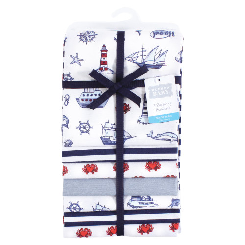 Hudson Baby Cotton Flannel Receiving Blankets Bundle, Lighthouse