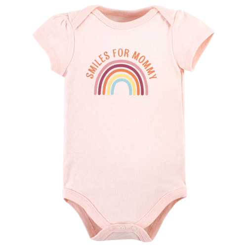 Hudson Baby Cotton Bodysuit, Pant and Shoe Set, Sunshine Rainbows Short Sleeve