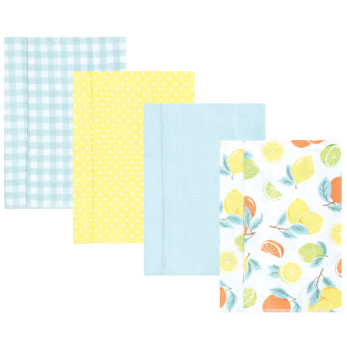 Hudson Baby Cotton Flannel Burp Cloths, Citrus Mint 4 Pack