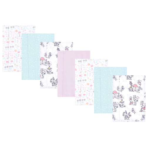 Hudson Baby Cotton Flannel Burp Cloths, Garden Fairies 7 Pack