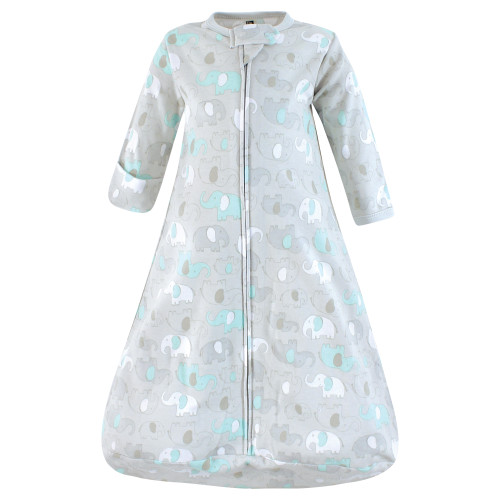 Hudson Baby Cotton Long-Sleeve Wearable Sleeping Bag, Sack, Blanket, Neutral New Elephant Long Sleeve