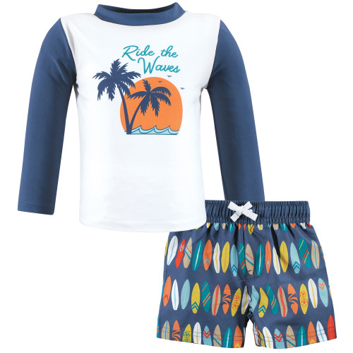 Hudson Baby Swim Rashguard Set, Ride The Waves