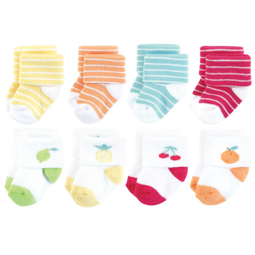 Hudson Baby Cotton Rich Newborn and Terry Socks, Fruity