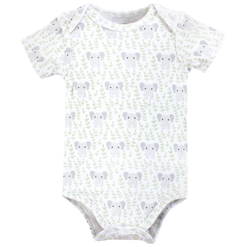 Hudson Baby Cotton Bodysuits, Hello World Elephant