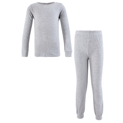 Hudson Baby Thermal Long Underwear 2pc Set, Heather Gray