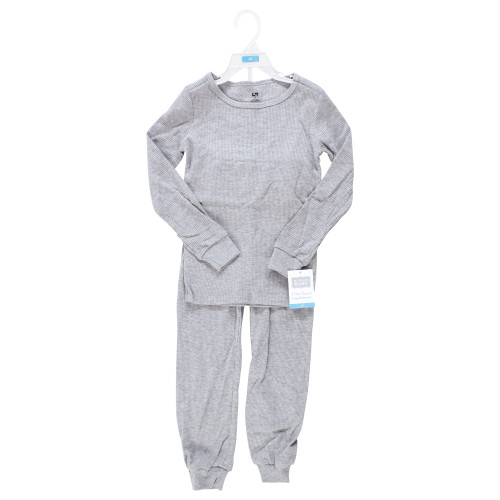 Hudson Baby Thermal Long Underwear 2pc Set, Heather Gray