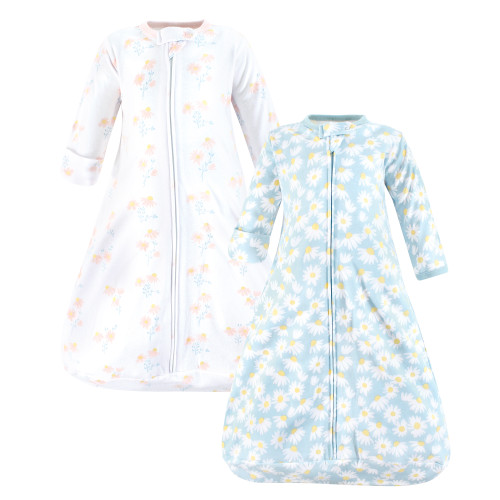 Hudson Baby Cotton Long-Sleeve Wearable Sleeping Bag, Sack, Blanket, Mixed Daisy Long Sleeve