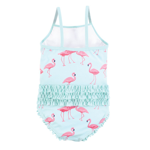 Hudson Baby Baby and Toddler Swimsuit, Mint Flamingo