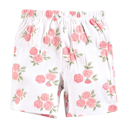 Hudson Baby Shorts Bottoms 4-Pack, Soft Pink Roses