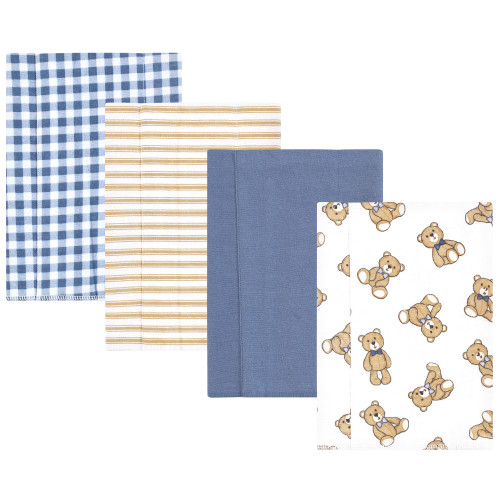 Hudson Baby Cotton Flannel Burp Cloths, Gentleman Bear 4 Pack