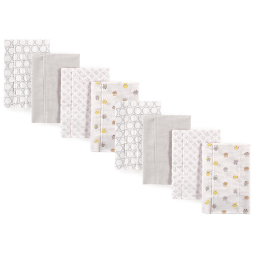 Luvable Friends Cotton Poly Flannel Burp Cloths Multipack, Owl 8-Pack