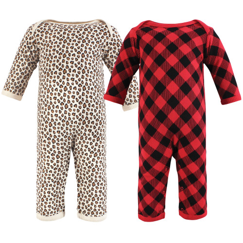 Hudson Baby Thermal Coveralls 2pk, Buffalo Plaid Leopard