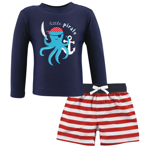 Hudson Baby Swim Rashguard Set, Pirate Octopus