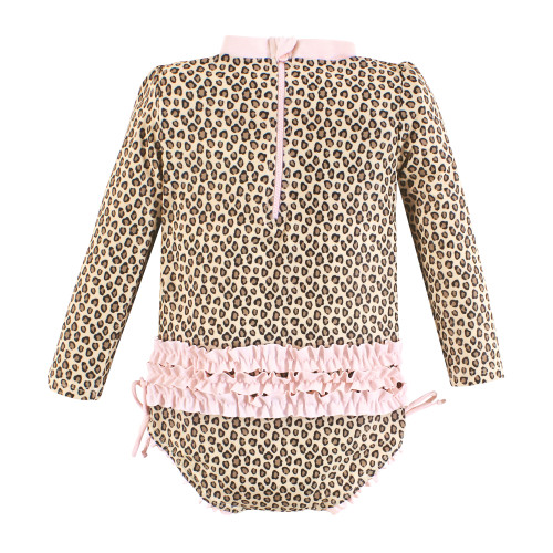 Hudson Baby Rashguard Baby and Toddler Swimsuit, Leopard