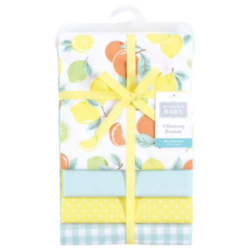 Hudson Baby Cotton Flannel Receiving Blankets, Citrus Mint