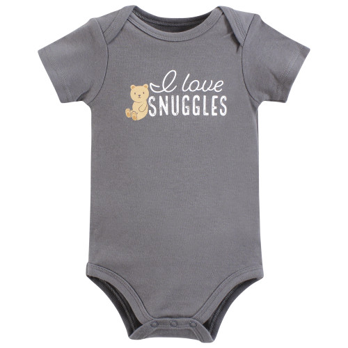 Hudson Baby Cotton Bodysuits, Love Snuggles Bear