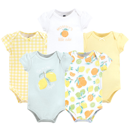 Hudson Baby Cotton Bodysuits, Citrus Mint