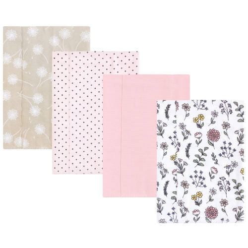 Hudson Baby Cotton Flannel Burp Cloths, Dandelion Wish 4 Pack