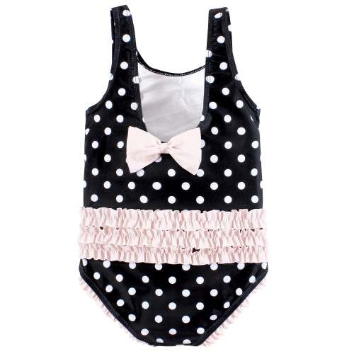 Hudson Baby Baby and Toddler Swimsuit, Black Dot Pink 1