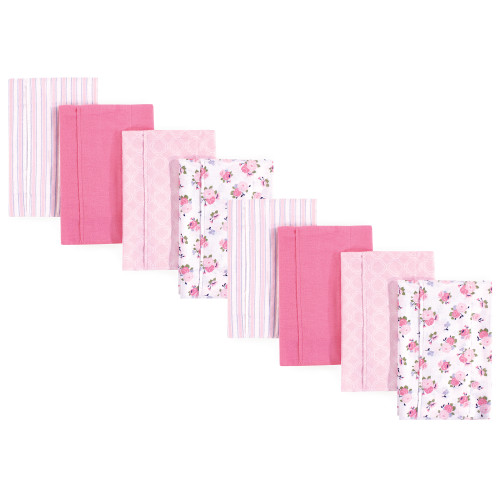 Luvable Friends Cotton Poly Flannel Burp Cloths Multipack, Garden 8-Pack