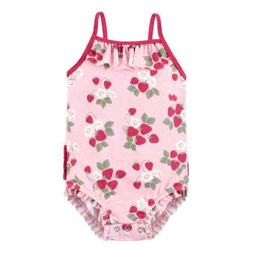 Hudson Baby Baby and Toddler Swimsuit, Pink Strawberry