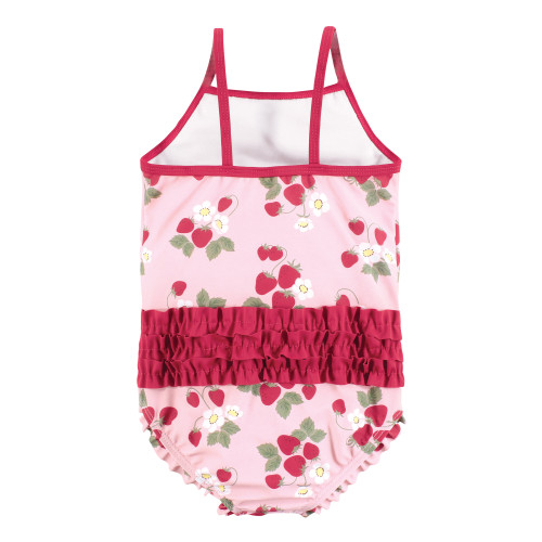 Hudson Baby Baby and Toddler Swimsuit, Pink Strawberry