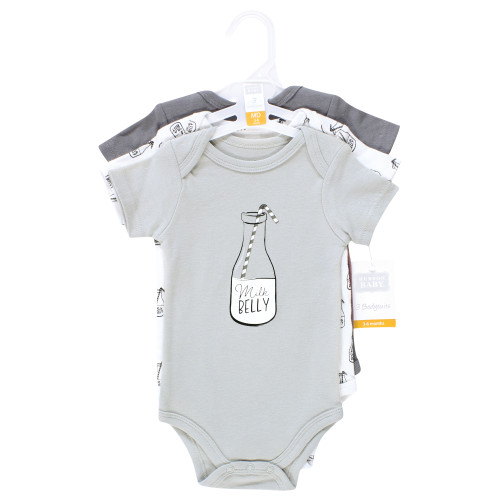 Hudson Baby Cotton Bodysuits, Milk Belly Bottle