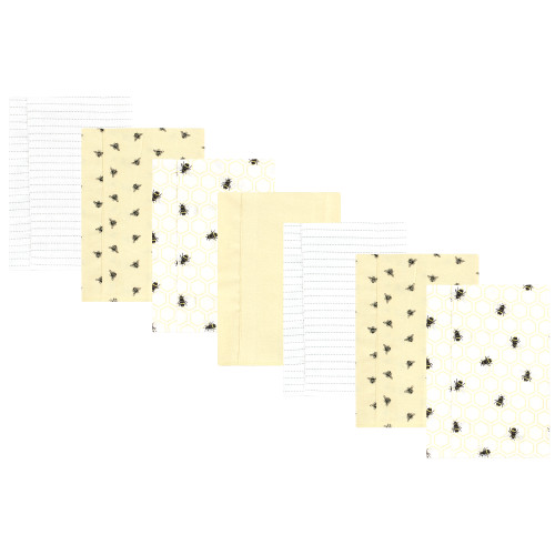 Hudson Baby Cotton Flannel Burp Cloths, Honey Bee 7 Pack