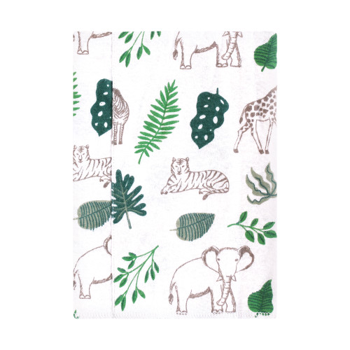 Hudson Baby Cotton Flannel Burp Cloths, Jungle 4 Pack