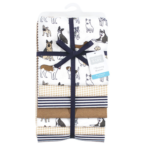 Hudson Baby Cotton Flannel Receiving Blankets Bundle, Handsome Dogs