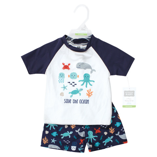 Hudson Baby Swim Rashguard Set, Sea Characters