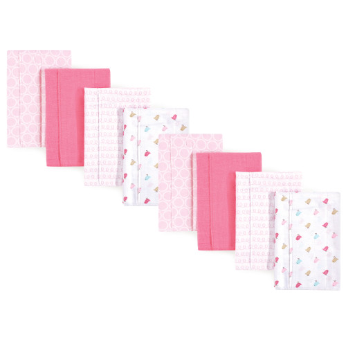 Luvable Friends Cotton Poly Flannel Burp Cloths Multipack, Birdies 8-Pack