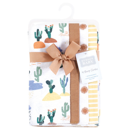 Hudson Baby Cotton Flannel Burp Cloths, Fun Desert 4 Pack