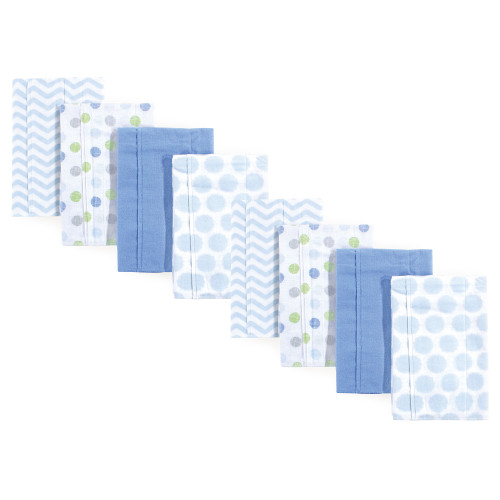 Luvable Friends Cotton Poly Flannel Burp Cloths Multipack, Blue 8-Pack