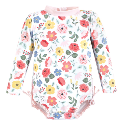 Hudson Baby Rashguard Baby and Toddler Swimsuit, Modern Botanical