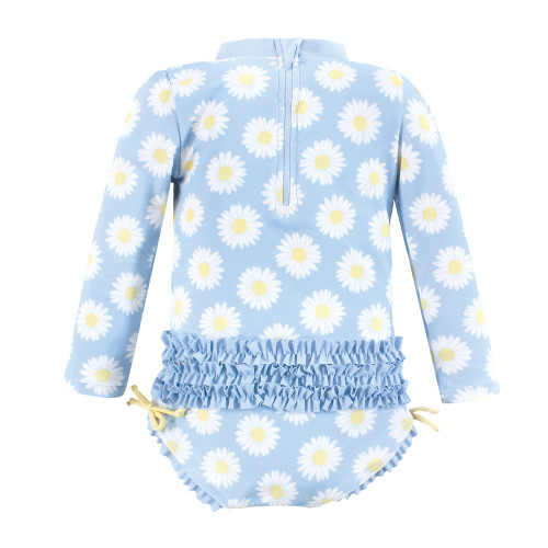 Hudson Baby Rashguard Baby and Toddler Swimsuit, Blue Daisy