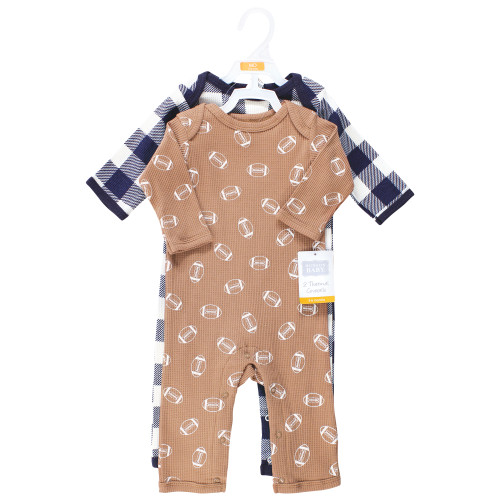 Hudson Baby Thermal Coveralls 2pk, Football