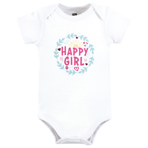 Hudson Baby Cotton Bodysuits, Happy Girl Wreath