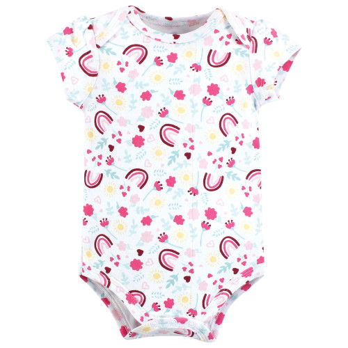 Hudson Baby Cotton Bodysuits, Happy Girl Wreath