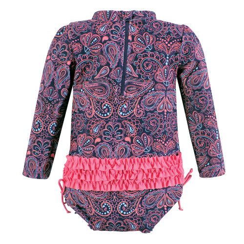 Hudson Baby Rashguard Baby and Toddler Swimsuit, Paisley Punch