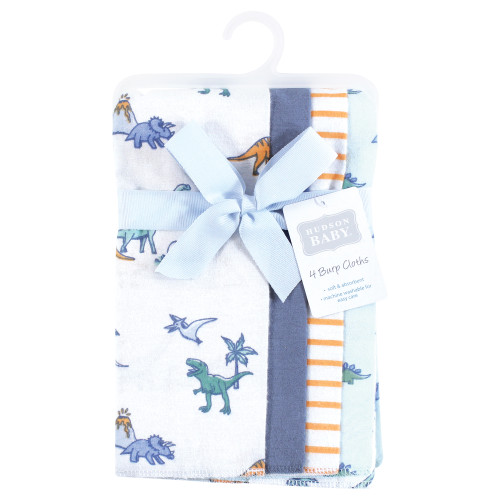 Hudson Baby Cotton Flannel Burp Cloths, Pastel Dino 4 Pack