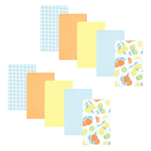 Hudson Baby Cotton Flannel Burp Cloths, Citrus Mint 10 Pack