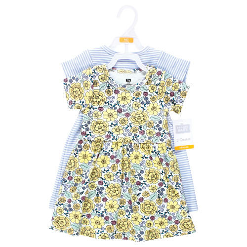 Hudson Baby Cotton Dresses, Outline Floral Yellow